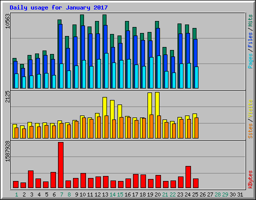 Daily usage for January 2017